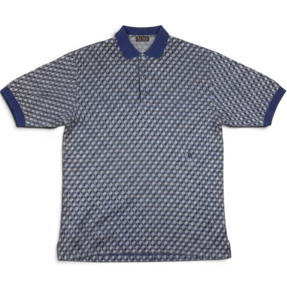 Bobby Jones Neiman Marcus Polo Shirt Mens XXL Blue Geometric Cotton Italy
